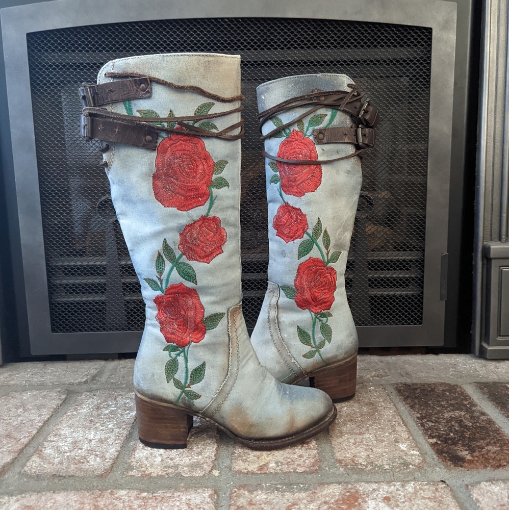 RARE FreeBird Cryus Boots in Denim Size 6 - Picture 9 of 16
